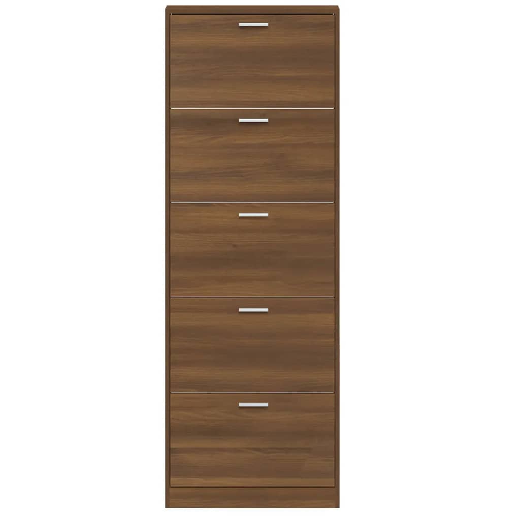 Shoe Cabinet Brown Oak 59x17x169 cm Engineered Wood