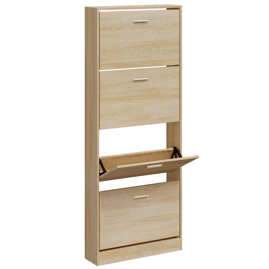 Shoe Cabinet Oak 59x17x150 cm Engineered Wood