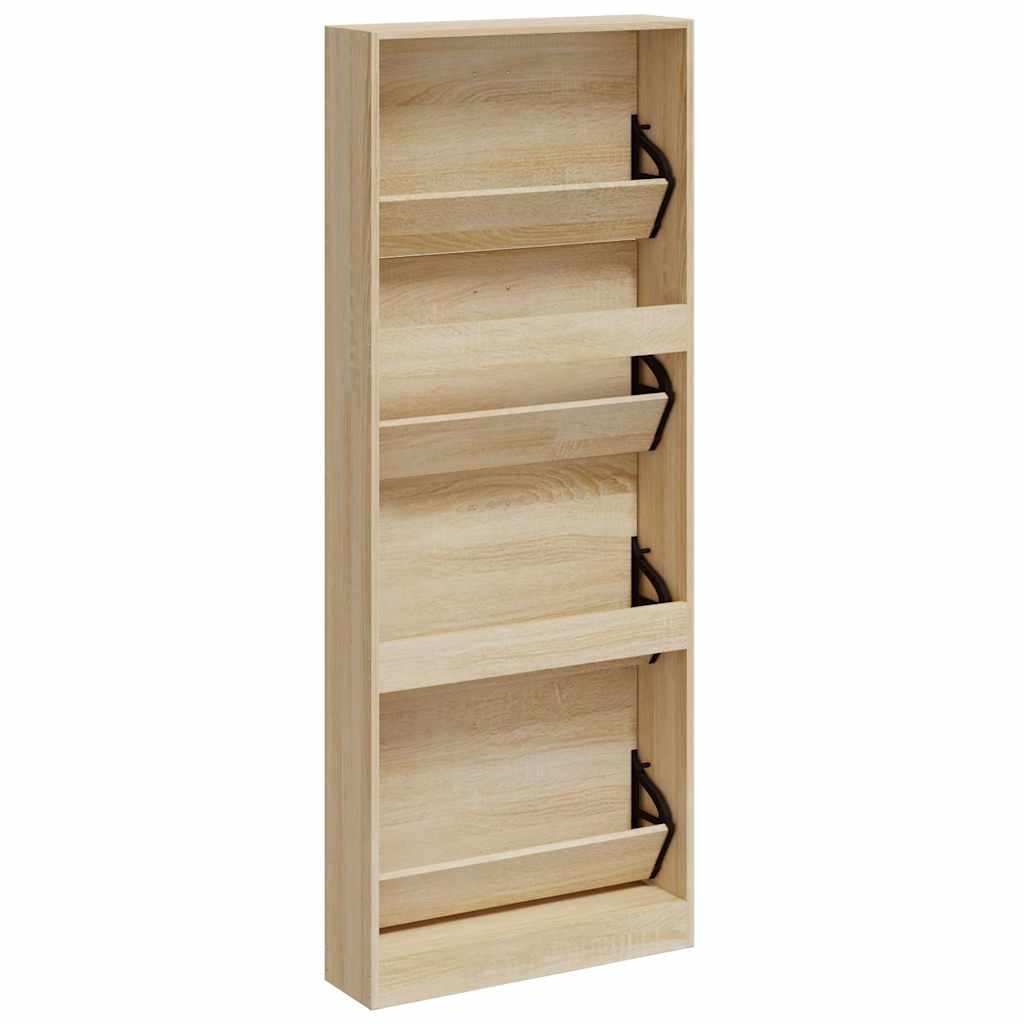Shoe Cabinet Oak 59x17x150 cm Engineered Wood