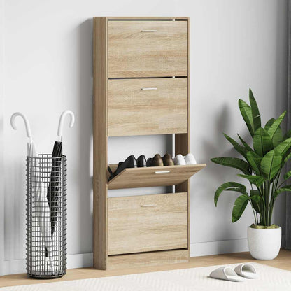 Shoe Cabinet Oak 59x17x150 cm Engineered Wood