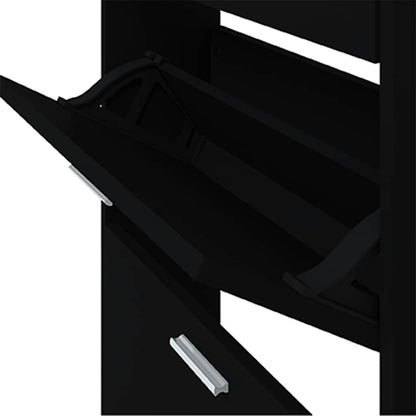 Shoe Cabinet Black 59x17x150 cm Engineered Wood