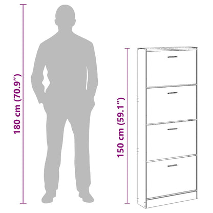 Shoe Cabinet Black 59x17x150 cm Engineered Wood