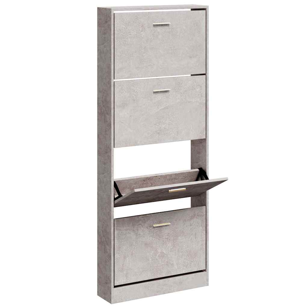 Shoe Cabinet Concrete Grey 59x17x150 cm Engineered Wood