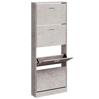 Shoe Cabinet Concrete Grey 59x17x150 cm Engineered Wood