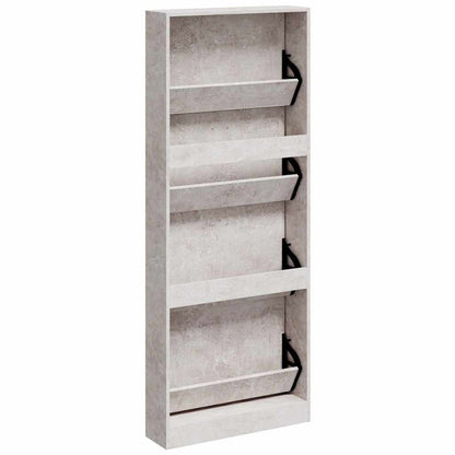 Shoe Cabinet Concrete Grey 59x17x150 cm Engineered Wood