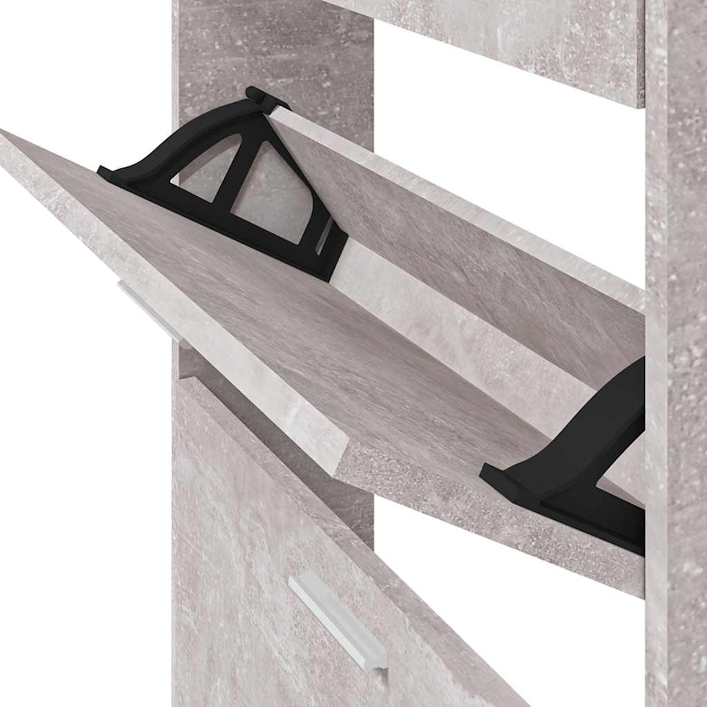Shoe Cabinet Concrete Grey 59x17x150 cm Engineered Wood