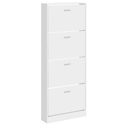 Shoe Cabinet High Gloss White 59x17x150 cm Engineered Wood