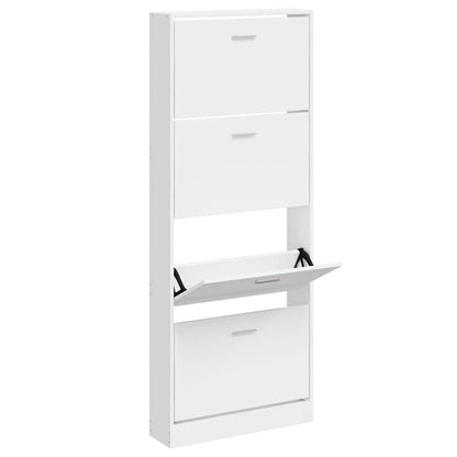 Shoe Cabinet High Gloss White 59x17x150 cm Engineered Wood