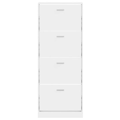 Shoe Cabinet High Gloss White 59x17x150 cm Engineered Wood