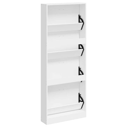 Shoe Cabinet High Gloss White 59x17x150 cm Engineered Wood