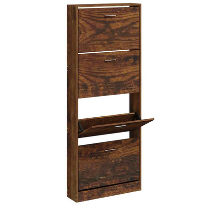 Shoe Cabinet Smoked Oak 59x17x150 cm Engineered Wood