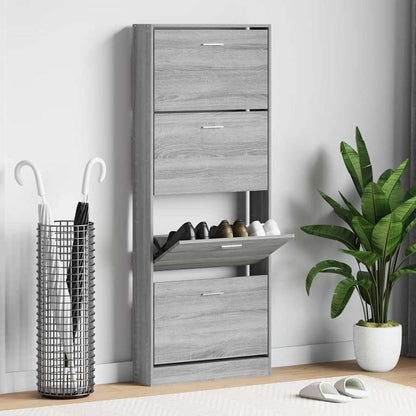 Shoe Cabinet Grey Sonoma 59x17x150 cm Engineered Wood