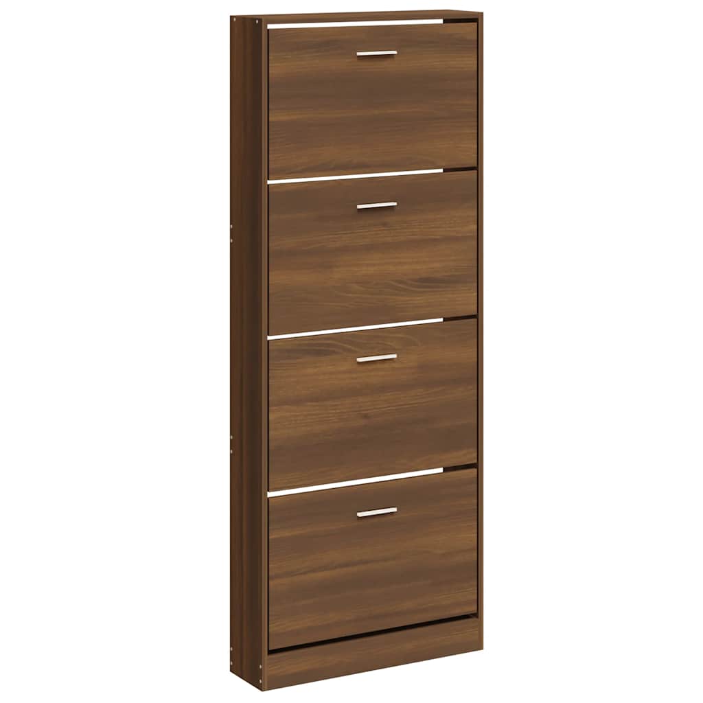 Shoe Cabinet Brown Oak 59x17x150 cm Engineered Wood