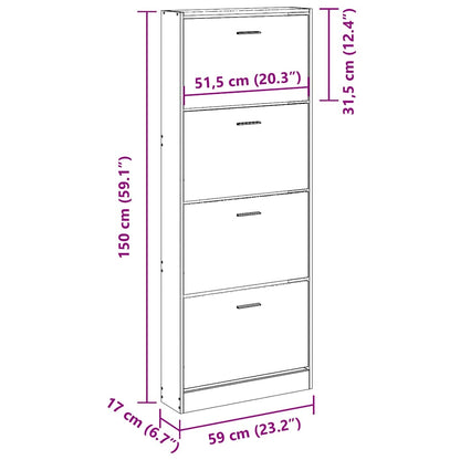 Shoe Cabinet Brown Oak 59x17x150 cm Engineered Wood