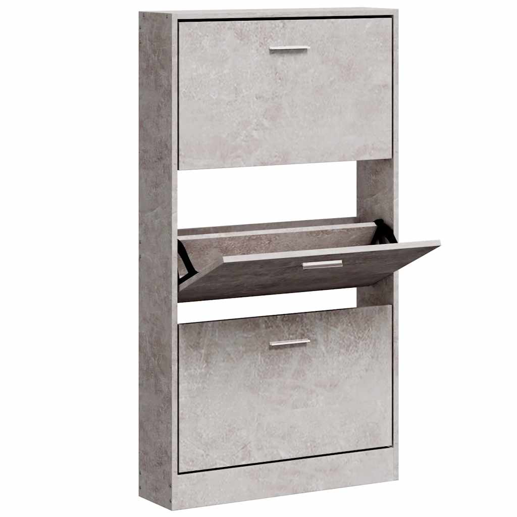 Shoe Cabinet Concrete Grey 59x17x108 cm Engineered Wood