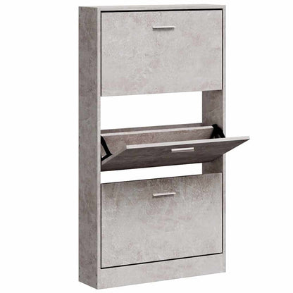 Shoe Cabinet Concrete Grey 59x17x108 cm Engineered Wood