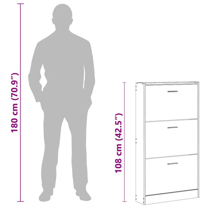 Shoe Cabinet Smoked Oak 59x17x108 cm Engineered Wood