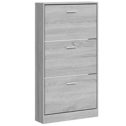 Shoe Cabinet Grey Sonoma 59x17x108 cm Engineered Wood