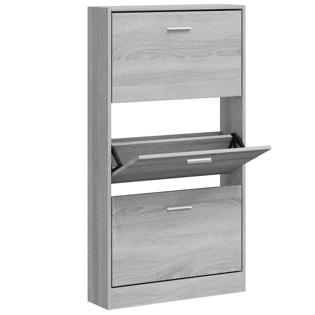 Shoe Cabinet Grey Sonoma 59x17x108 cm Engineered Wood