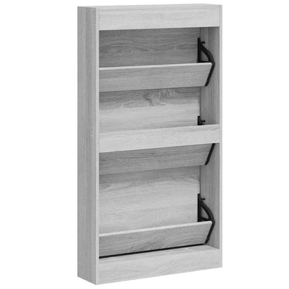 Shoe Cabinet Grey Sonoma 59x17x108 cm Engineered Wood