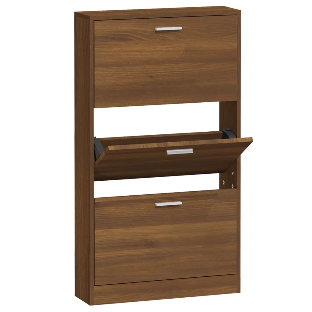Shoe Cabinet Brown Oak 59x17x108 cm Engineered Wood