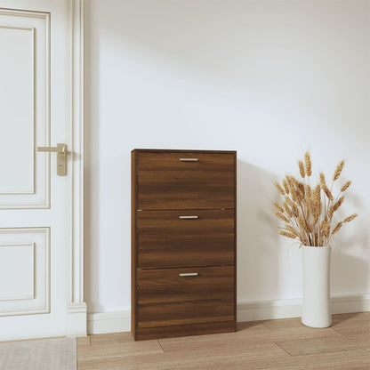 Shoe Cabinet Brown Oak 59x17x108 cm Engineered Wood