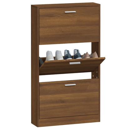 Shoe Cabinet Brown Oak 59x17x108 cm Engineered Wood