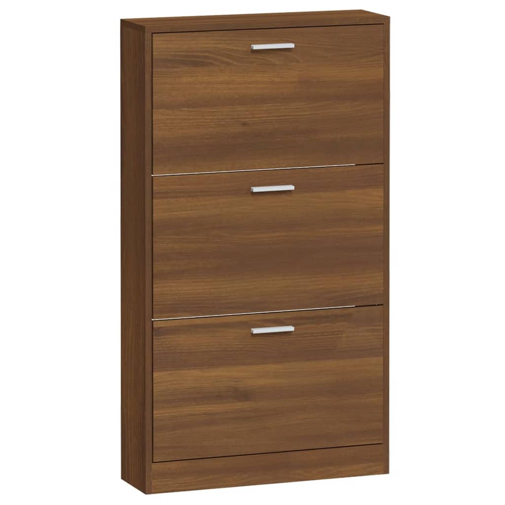 Shoe Cabinet Brown Oak 59x17x108 cm Engineered Wood