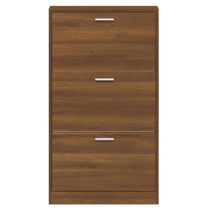 Shoe Cabinet Brown Oak 59x17x108 cm Engineered Wood