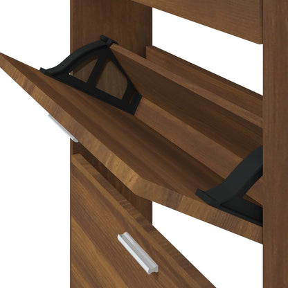 Shoe Cabinet Brown Oak 59x17x108 cm Engineered Wood