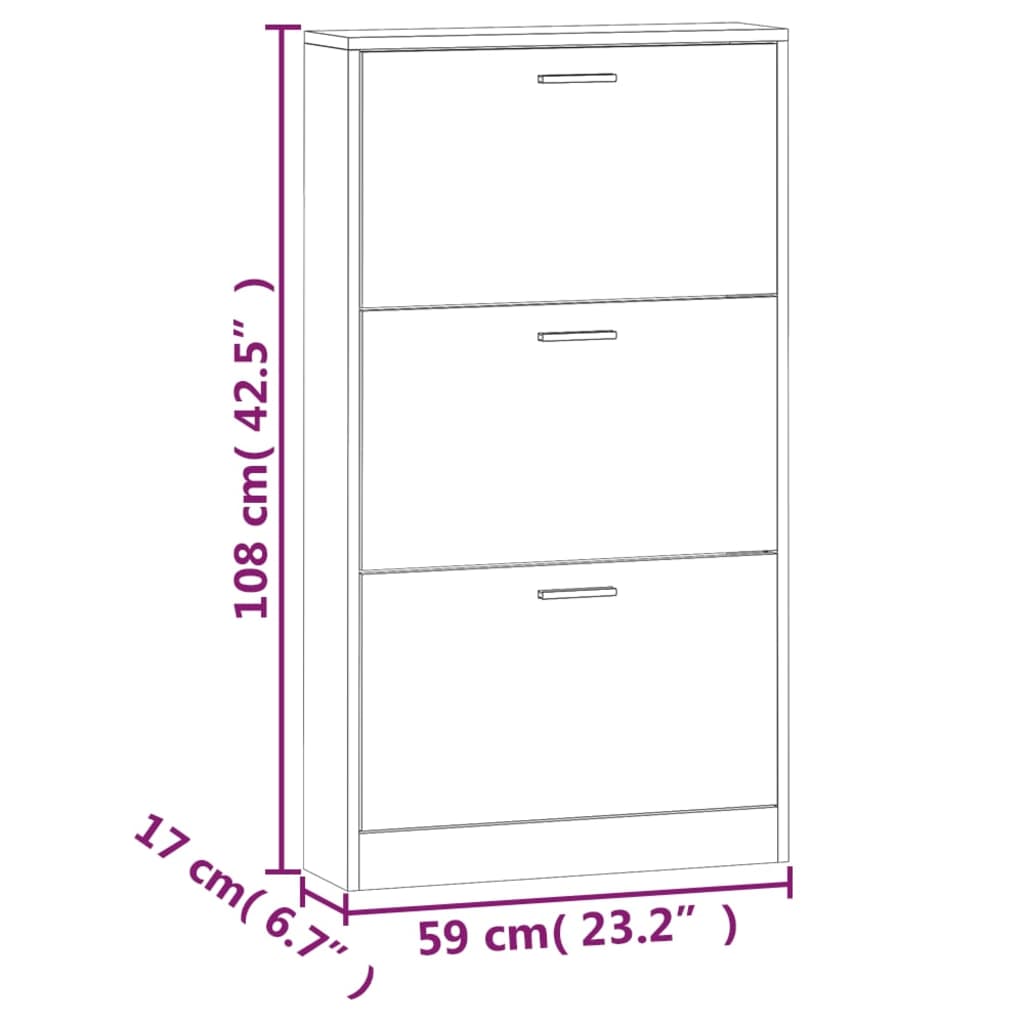 Shoe Cabinet Brown Oak 59x17x108 cm Engineered Wood