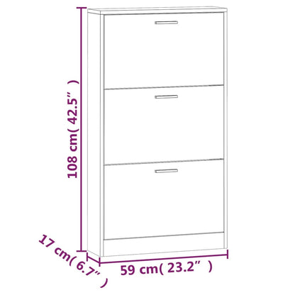 Shoe Cabinet Brown Oak 59x17x108 cm Engineered Wood