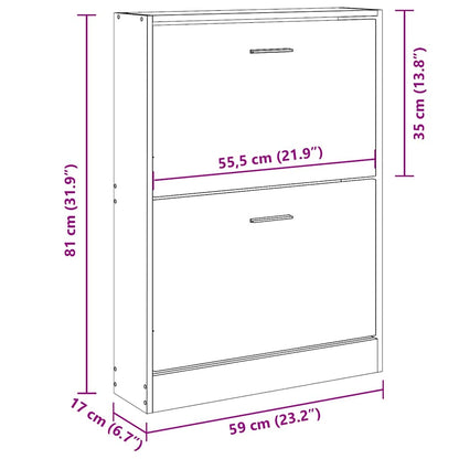 Shoe Cabinet White 59x17x81 cm Engineered Wood