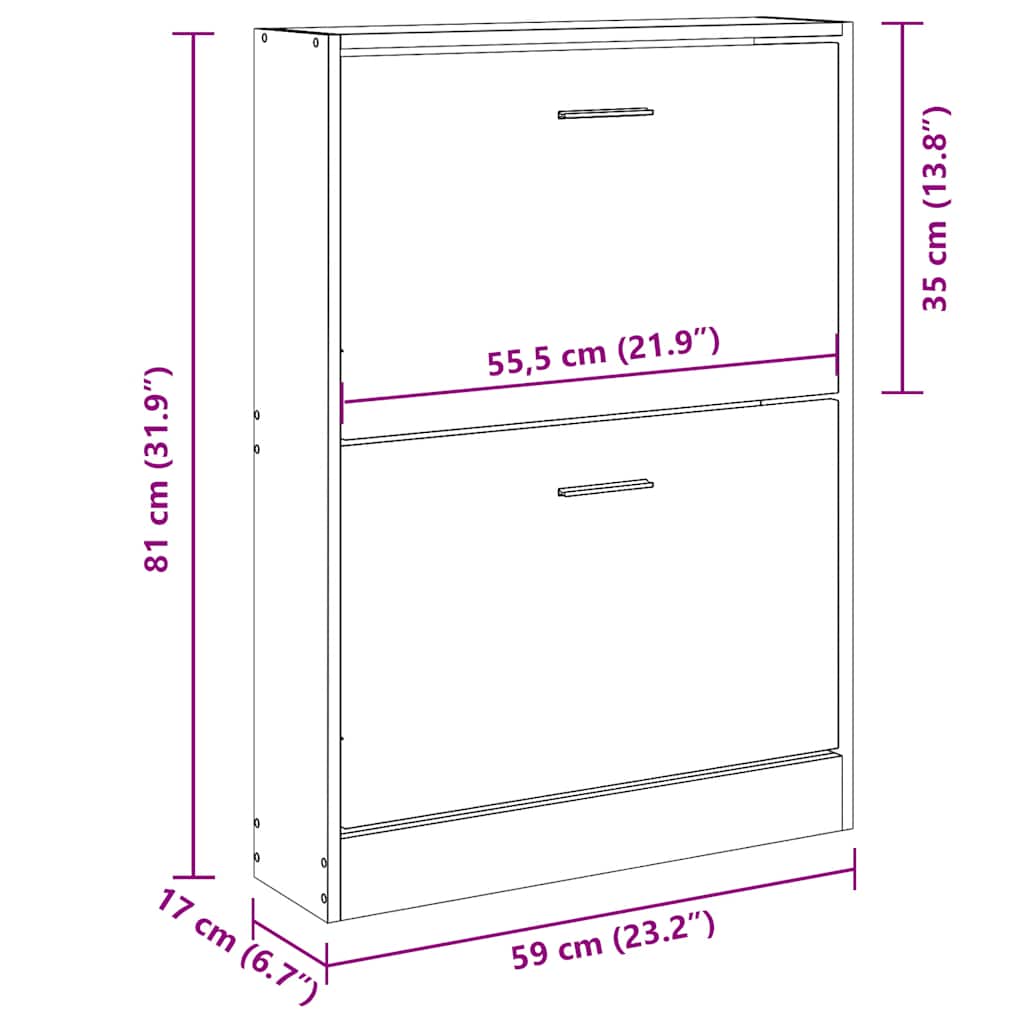 Shoe Cabinet Concrete Grey 59x17x81 cm Engineered Wood