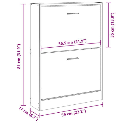 Shoe Cabinet Concrete Grey 59x17x81 cm Engineered Wood