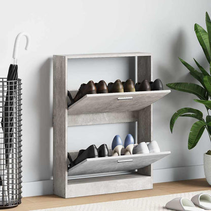 Shoe Cabinet Concrete Grey 59x17x81 cm Engineered Wood