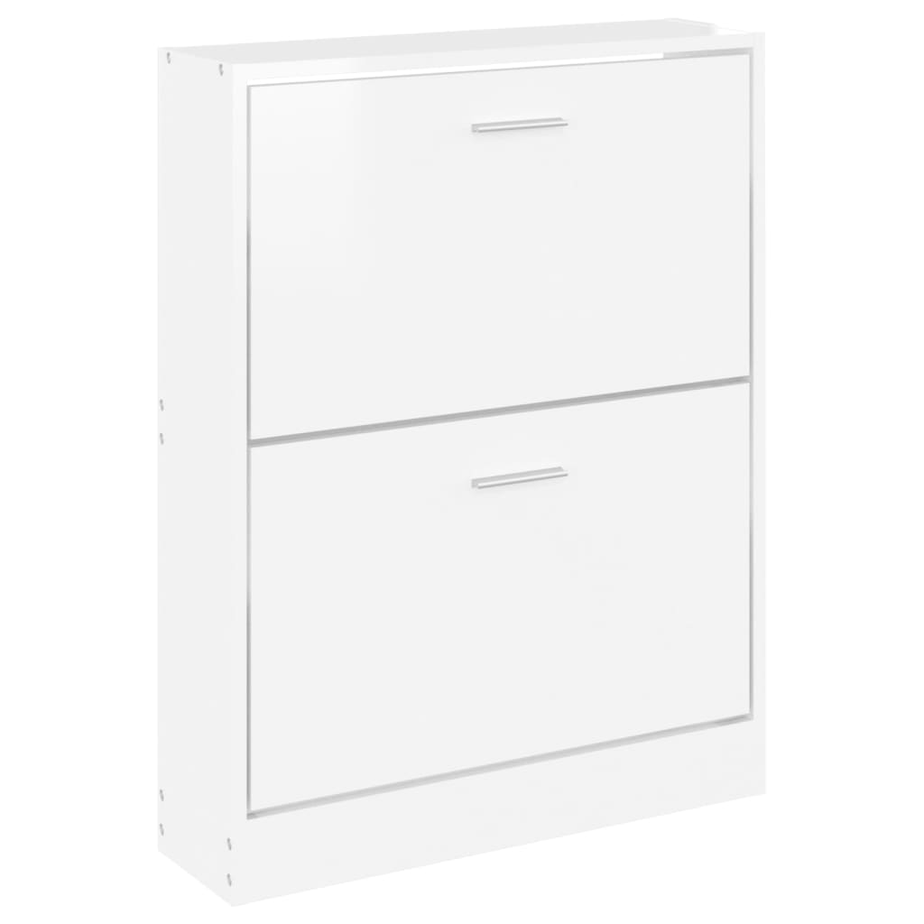 Shoe Cabinet High Gloss White 59x17x81 cm Engineered Wood