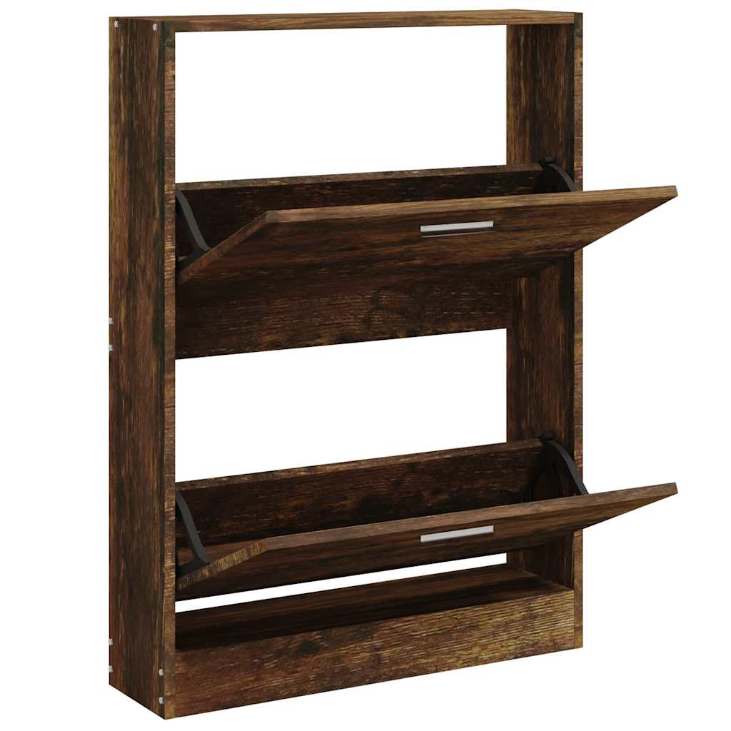 Shoe Cabinet Smoked Oak 59x17x81 cm Engineered Wood