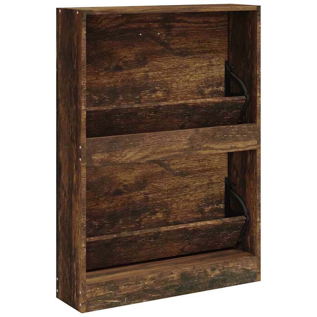Shoe Cabinet Smoked Oak 59x17x81 cm Engineered Wood