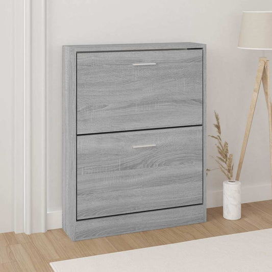Shoe Cabinet Grey Sonoma 59x17x81 cm Engineered Wood