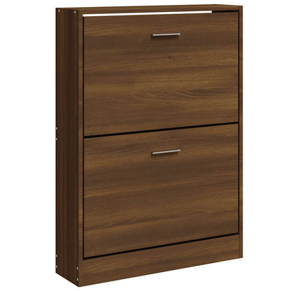 Shoe Cabinet Brown Oak 59x17x81 cm Engineered Wood