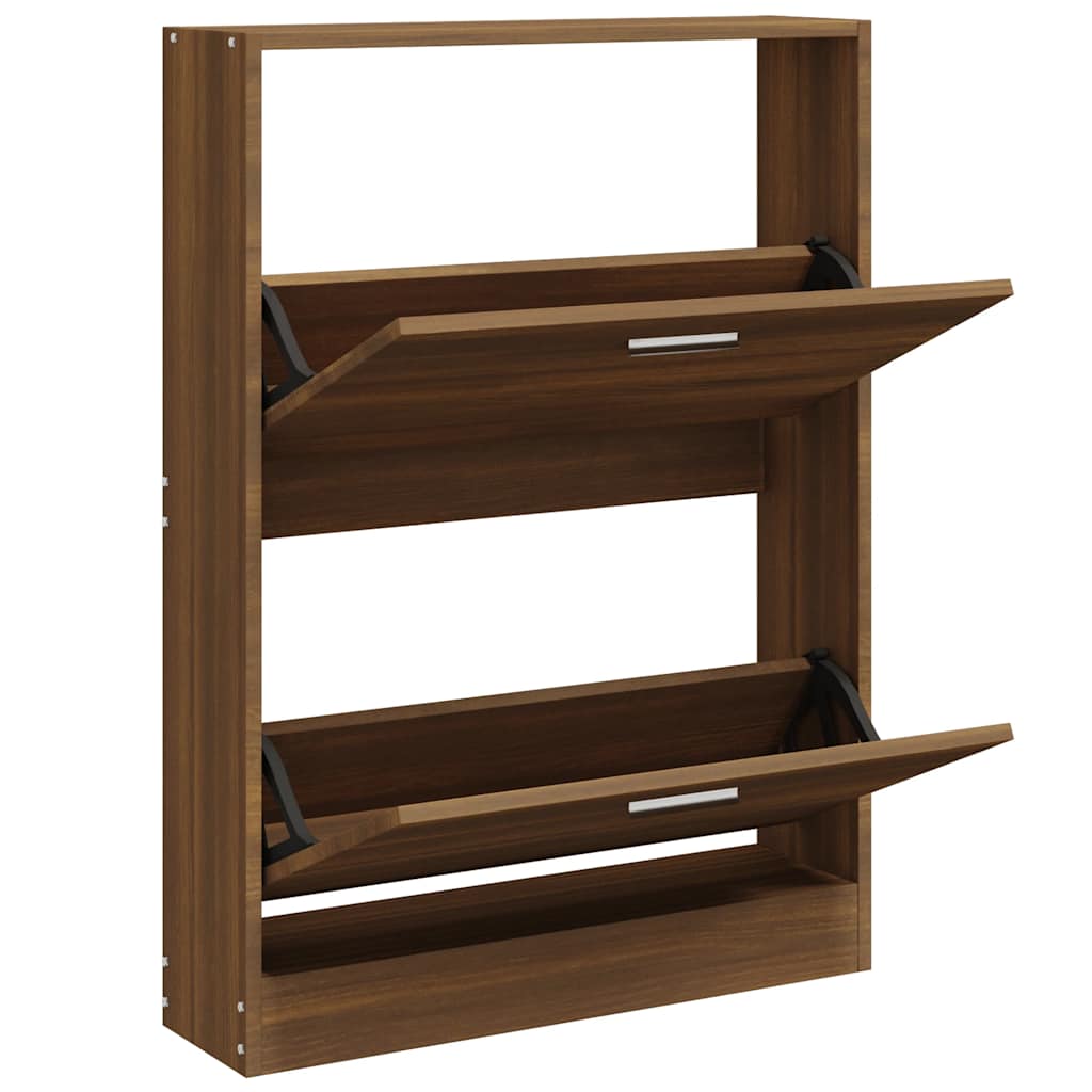 Shoe Cabinet Brown Oak 59x17x81 cm Engineered Wood