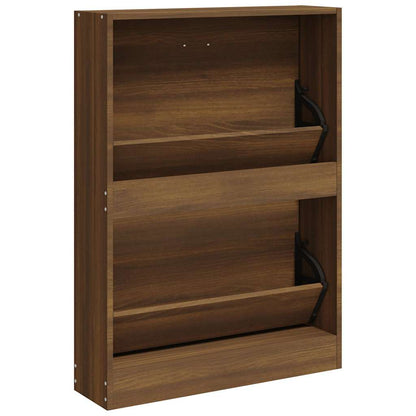 Shoe Cabinet Brown Oak 59x17x81 cm Engineered Wood