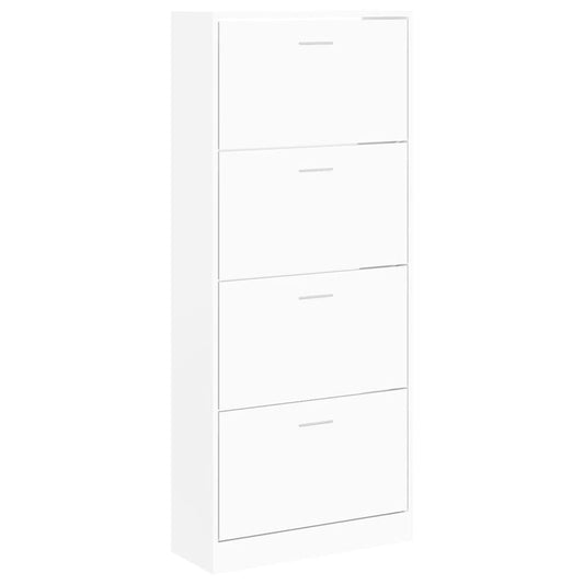 Shoe Cabinet White 63x24x147 cm Engineered Wood