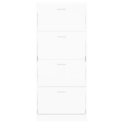 Shoe Cabinet White 63x24x147 cm Engineered Wood