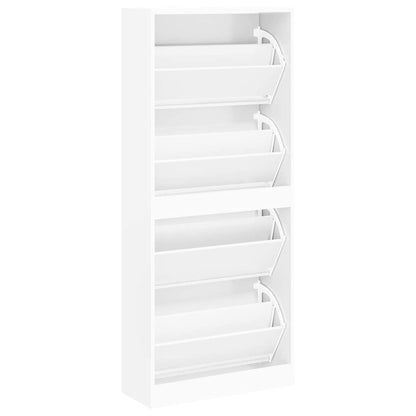 Shoe Cabinet White 63x24x147 cm Engineered Wood