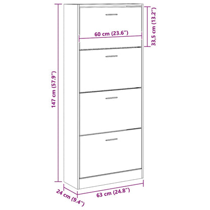 Shoe Cabinet Sonoma Oak 63x24x147 cm Engineered Wood