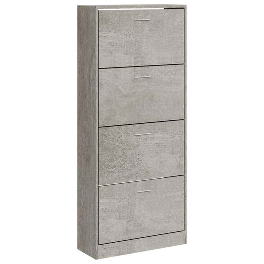 Shoe Cabinet Concrete Grey 63x24x147 cm Engineered Wood