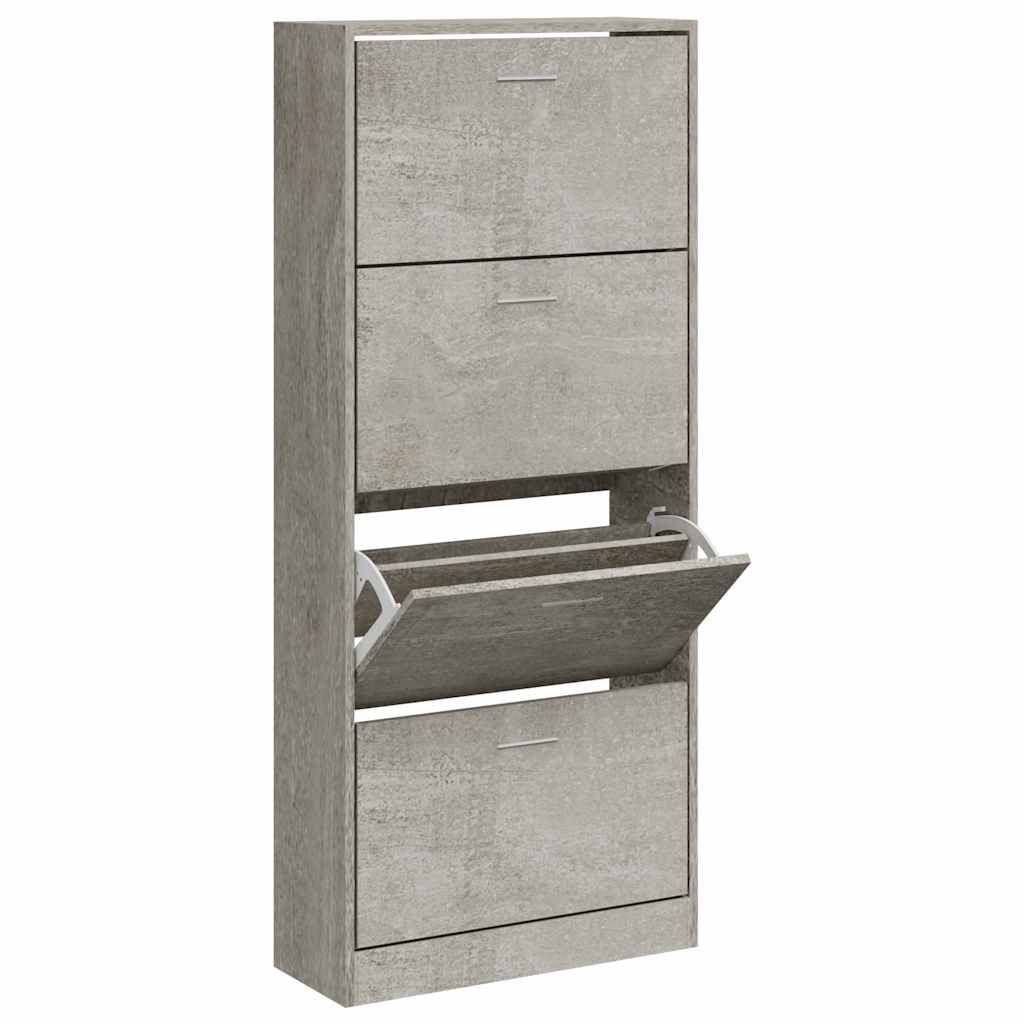 Shoe Cabinet Concrete Grey 63x24x147 cm Engineered Wood