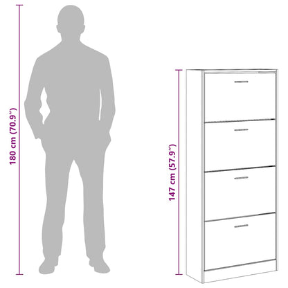 Shoe Cabinet Concrete Grey 63x24x147 cm Engineered Wood